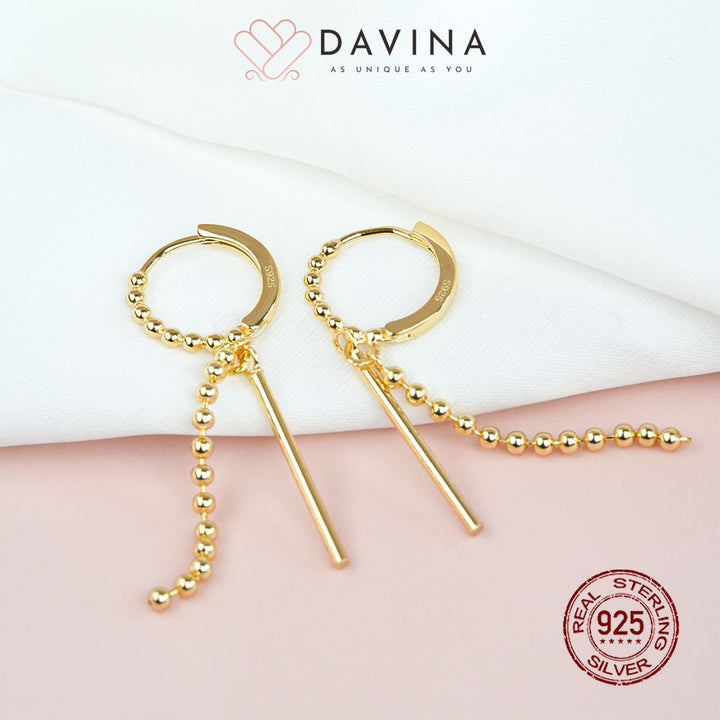 DAVINA Ladies Tashy Earrings Gold Color Sterling Silver 925