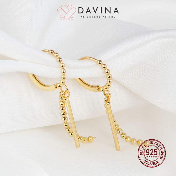 DAVINA Ladies Tashy Earrings Gold Color Sterling Silver 925