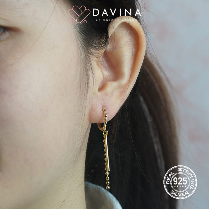 DAVINA Ladies Tashy Earrings Gold Color Sterling Silver 925