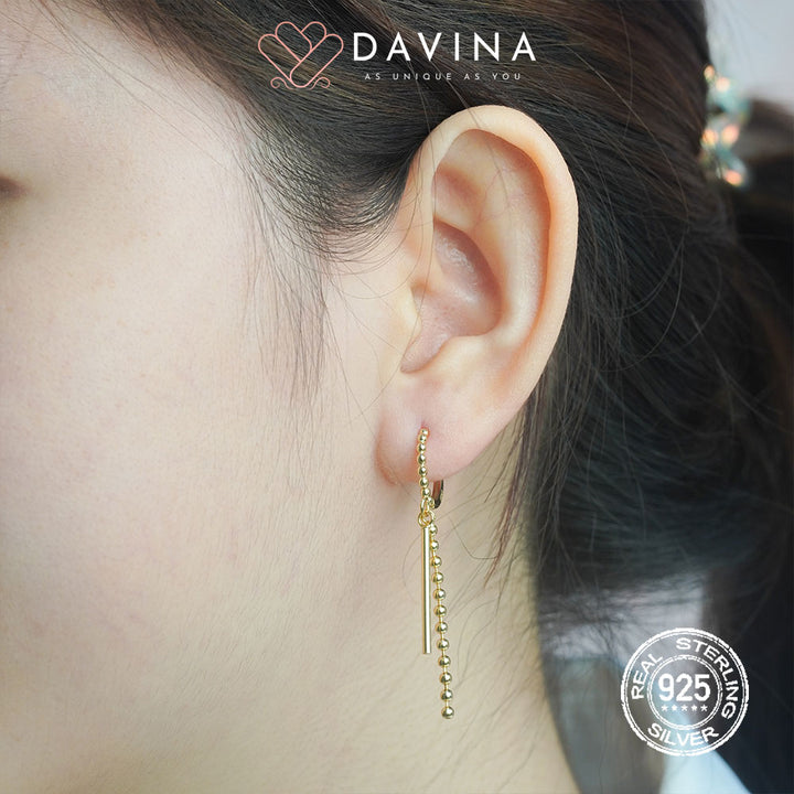DAVINA Ladies Tashy Earrings Gold Color Sterling Silver 925