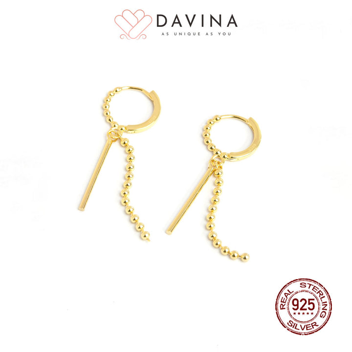 DAVINA Ladies Tashy Earrings Gold Color Sterling Silver 925
