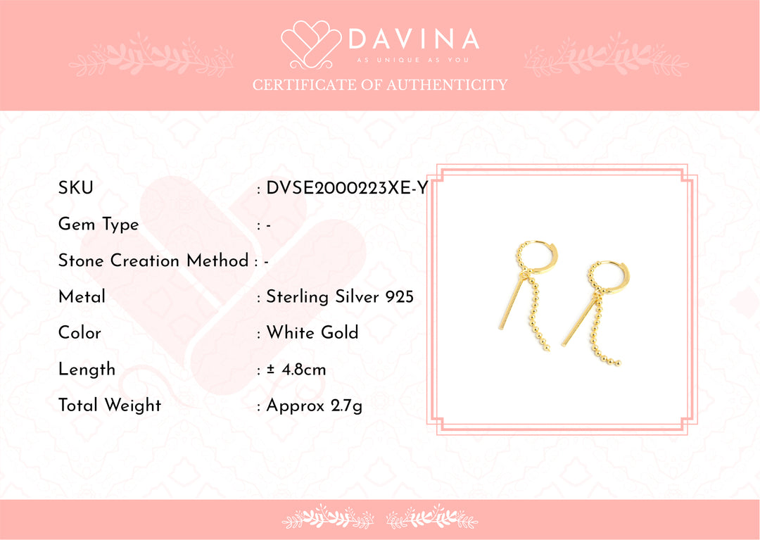 DAVINA Ladies Tashy Earrings Gold Color Sterling Silver 925