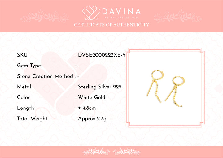 DAVINA Ladies Tashy Earrings Gold Color Sterling Silver 925
