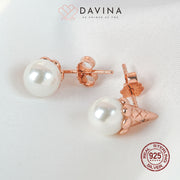 DAVINA Ladies Aishe Earrings Rose Gold Color Sterling Silver 925