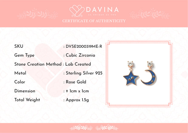 DAVINA Ladies Charemon Earrings Rose Gold Color Sterling Silver 925