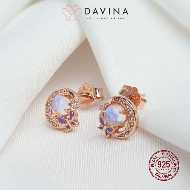 DAVINA Ladies Moonlight Earrings Rose Gold Plated Sterling Silver 925