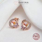 DAVINA Ladies Moonlight Earrings Rose Gold Plated Sterling Silver 925