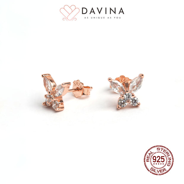 DAVINA Ladies Lukey Earrings Rose Color Sterling Silver 925