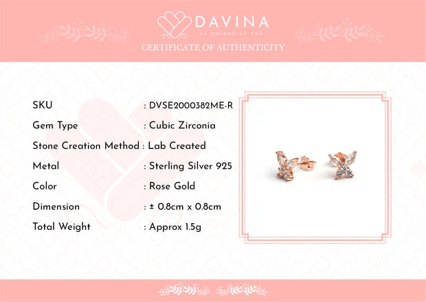 DAVINA Ladies Lukey Earrings Rose Gold Plated Sterling Silver 925