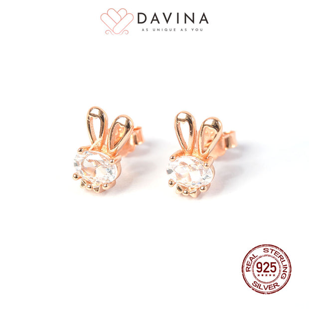 DAVINA Ladies Bunny Earrings Rose Gold Color Sterling Silver 925