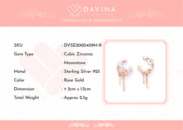 DAVINA Ladies Coco Earrings Rose Gold Plated Sterling Silver 925