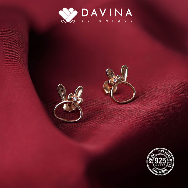 DAVINA Ladies Rarita Earrings Rose Gold Color Sterling Silver 925