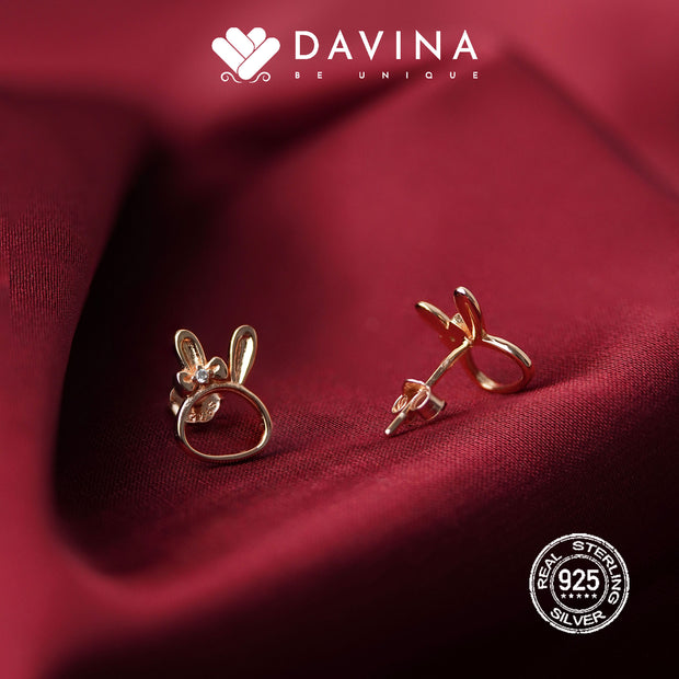 DAVINA Ladies Rarita Earrings Rose Gold Color Sterling Silver 925