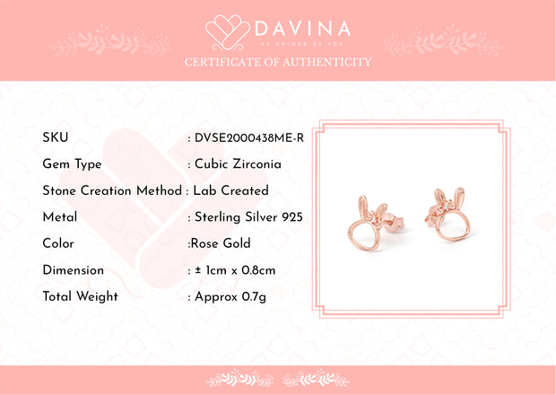 DAVINA Ladies Rarita Earrings Rose Gold Color Sterling Silver 925