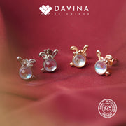 DAVINA Ladies Maggie Earrings Rose Color Sterling Silver 925