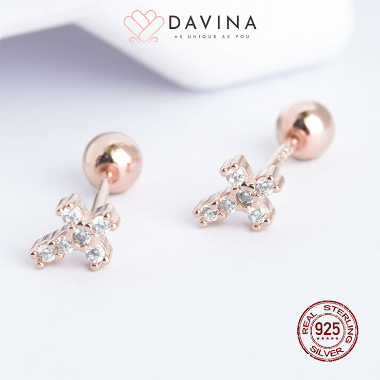 DAVINA Ladies Irene Earrings Rose Gold Color Sterling Silver 925