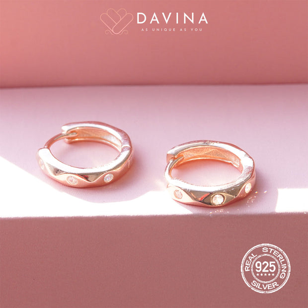 DAVINA Ladies Lara Earrings Rose Gold Color Sterling Silver 925