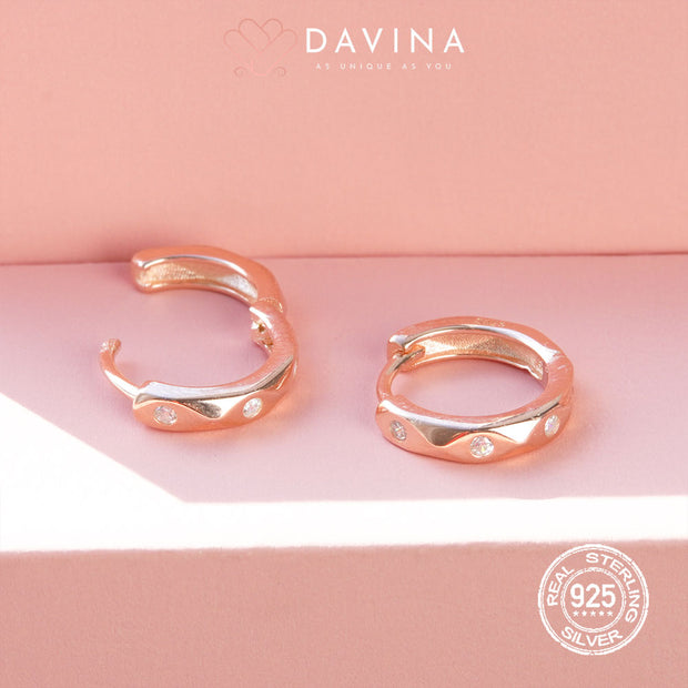 DAVINA Ladies Lara Earrings Rose Gold Color Sterling Silver 925