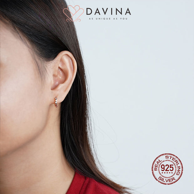 DAVINA Ladies Lara Earrings Rose Gold Color Sterling Silver 925