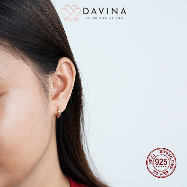 DAVINA Ladies Lara Earrings Rose Gold Color Sterling Silver 925