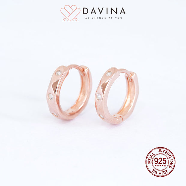 DAVINA Ladies Lara Earrings Rose Gold Color Sterling Silver 925