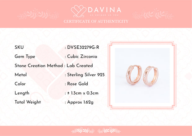 DAVINA Ladies Lara Earrings Rose Gold Color Sterling Silver 925