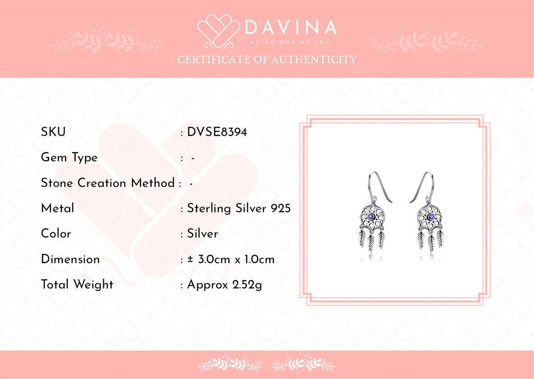 DAVINA Ladies Dream Catcher Earrings Sterling Silver 925