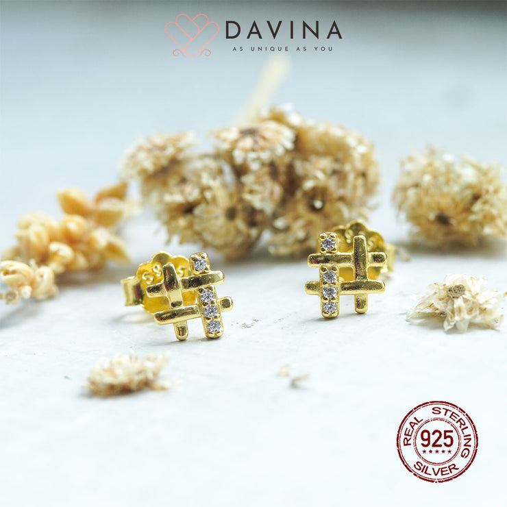 DAVINA Ladies Ivana Earrings Gold Color Sterling Silver 925