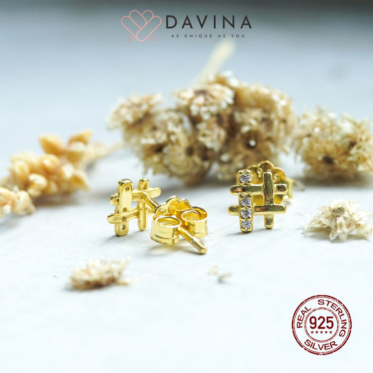 DAVINA Ladies Ivana Earrings Gold Color Sterling Silver 925