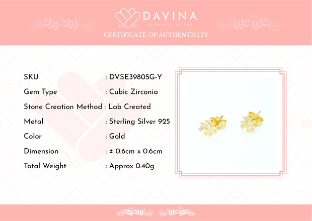 DAVINA Ladies Ivana Earrings Gold Color Sterling Silver 925