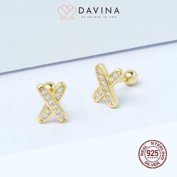 DAVINA Ladies Ashira Earrings Gold Color Sterling Silver 925