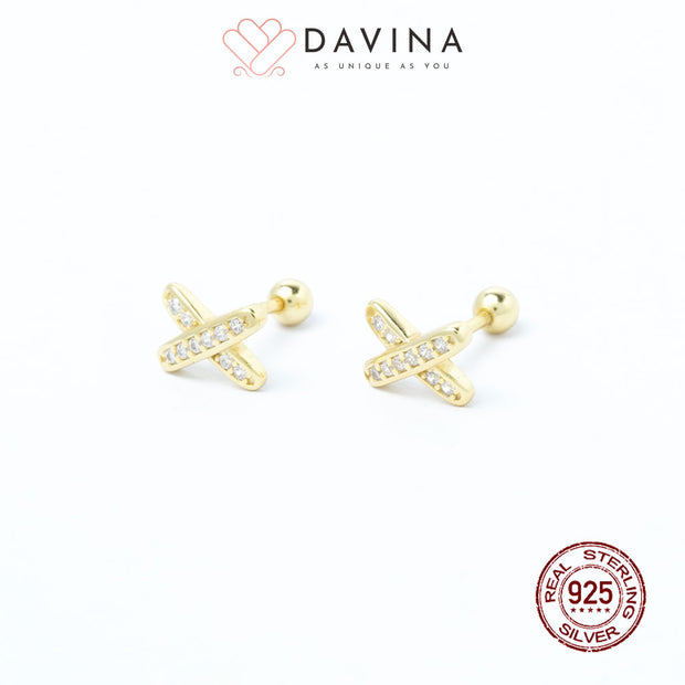 DAVINA Ladies Ashira Earrings Gold Color Sterling Silver 925