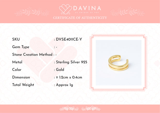 DAVINA Ladies Xena Earrings Gold Color S925