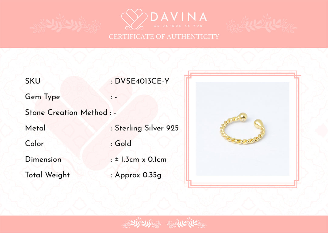 DAVINA Ladies Kara Earrings Gold Color Sterling Silver 925