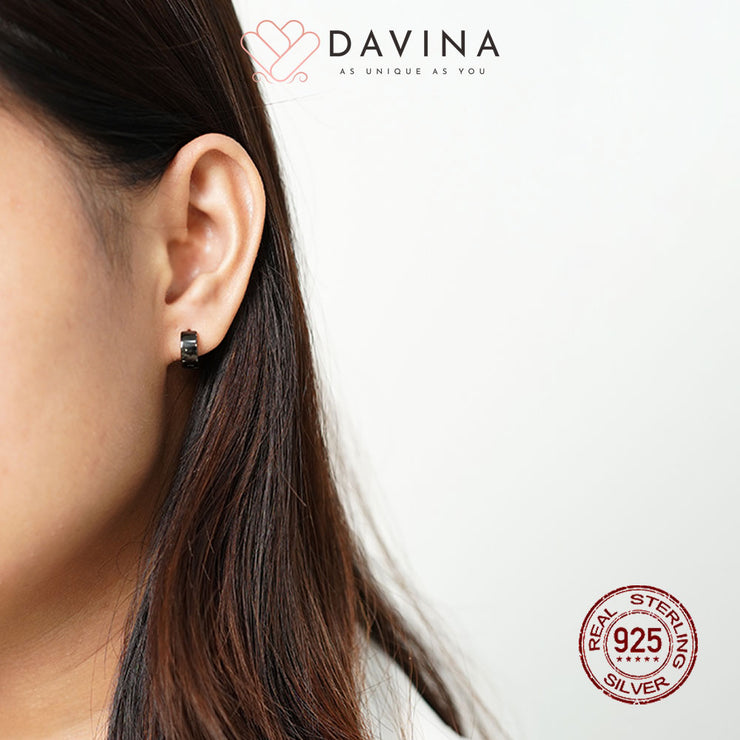 DAVINA Ladies Yuka Earrings Black Color Sterling Silver 925