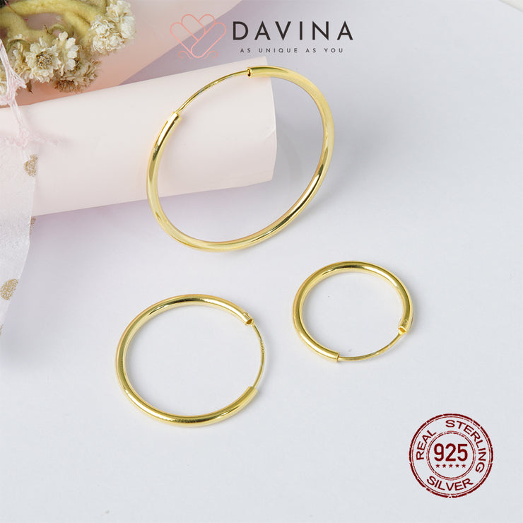 DAVINA Ladies Aqilla Earrings Gold Color Sterling Silver 925