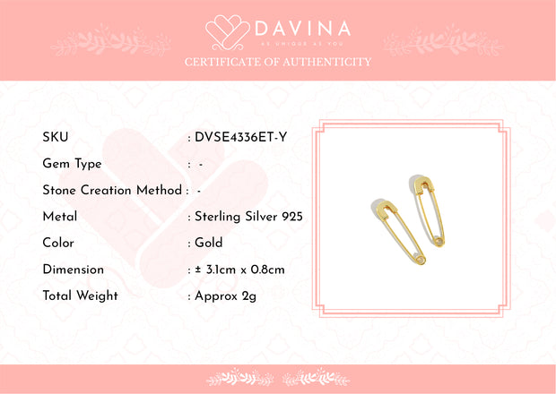 DAVINA Ladies Delice Earrings Gold Color Sterling Silver 925