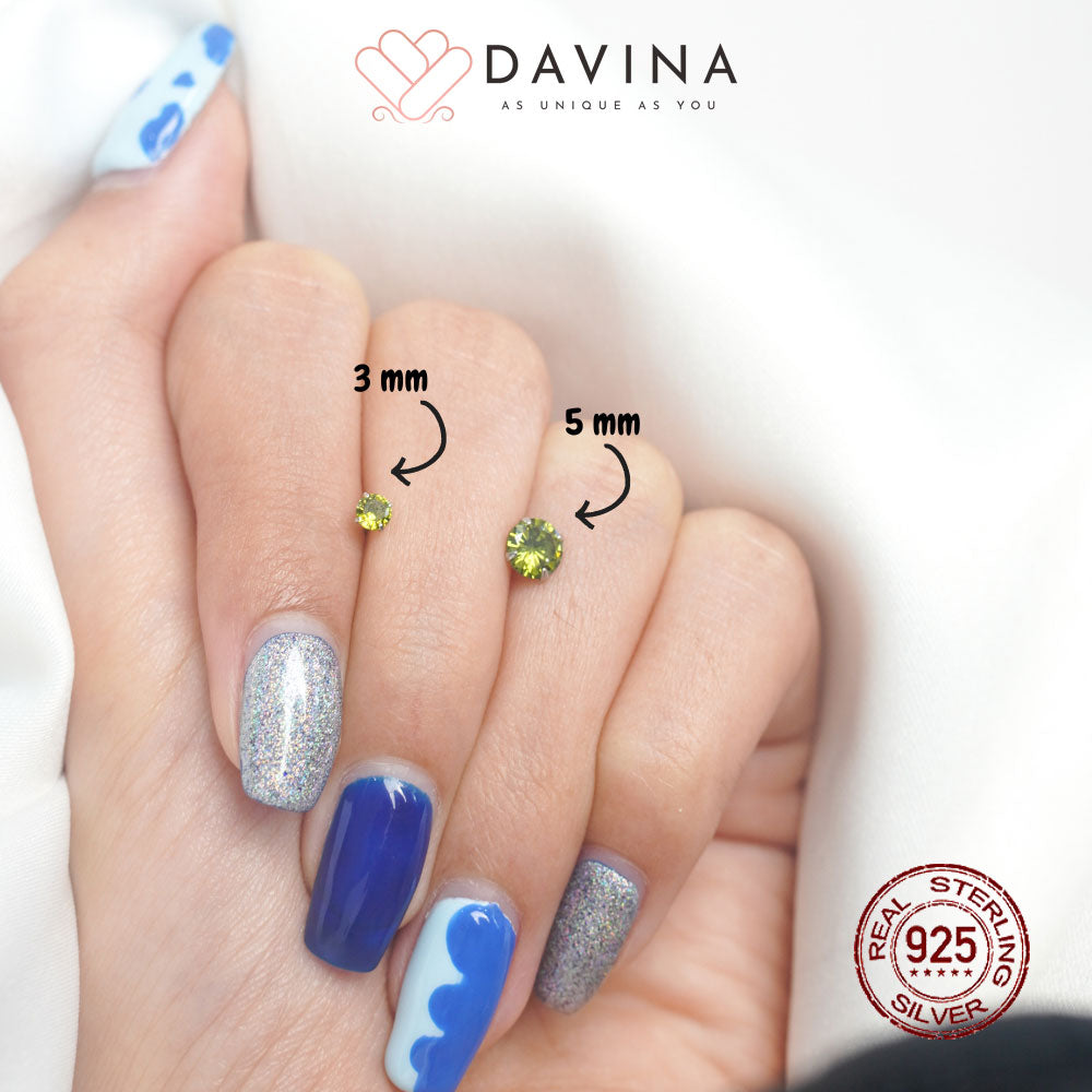 DAVINA Ladies Birthstone Earrings Sterling Silver 925 Small