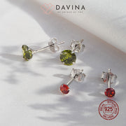 DAVINA Ladies Birthstone Earrings Sterling Silver 925 Small