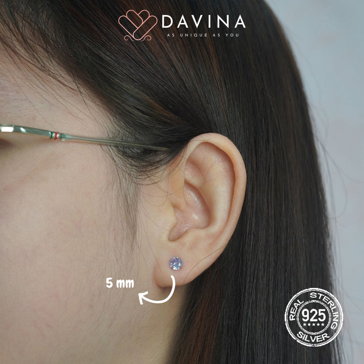 DAVINA Ladies Birthstone Earrings Sterling Silver 925 Small