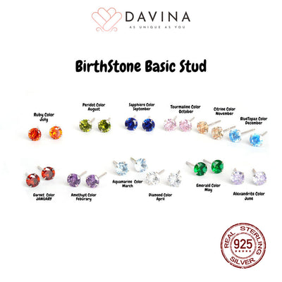 DAVINA Ladies Birthstone Earrings Sterling Silver 925 Small