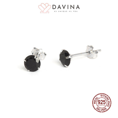 DAVINA Ladies Birthstone Black Earrings Silver Color S925