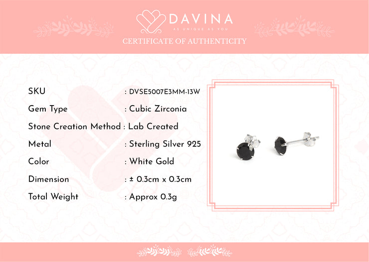 DAVINA Ladies Birthstone Black Earrings Sterling Silver 925