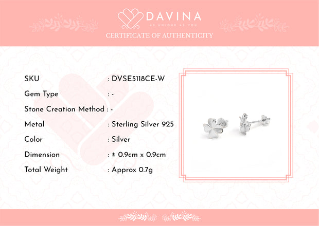 DAVINA Ladies Clover Earrings Silver Color S925
