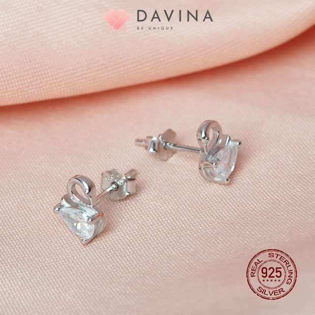 DAVINA Ladies Swan Earrings Sterling Silver 925