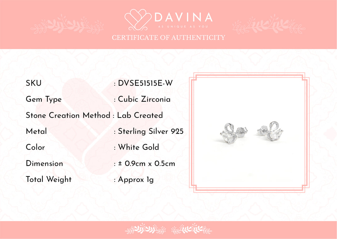 DAVINA Ladies Swan Earrings Sterling Silver 925
