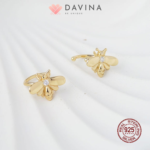 DAVINA Ladies Beelie Earrings Gold Color Sterling Silver 925