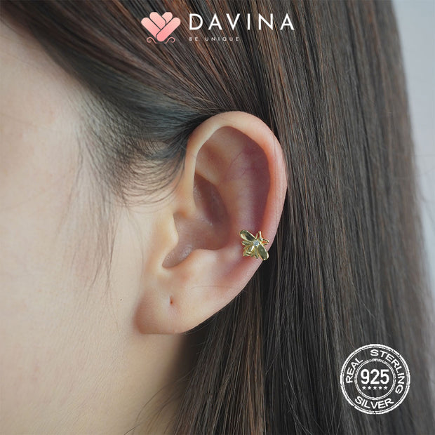 DAVINA Ladies Beelie Earrings Gold Color Sterling Silver 925