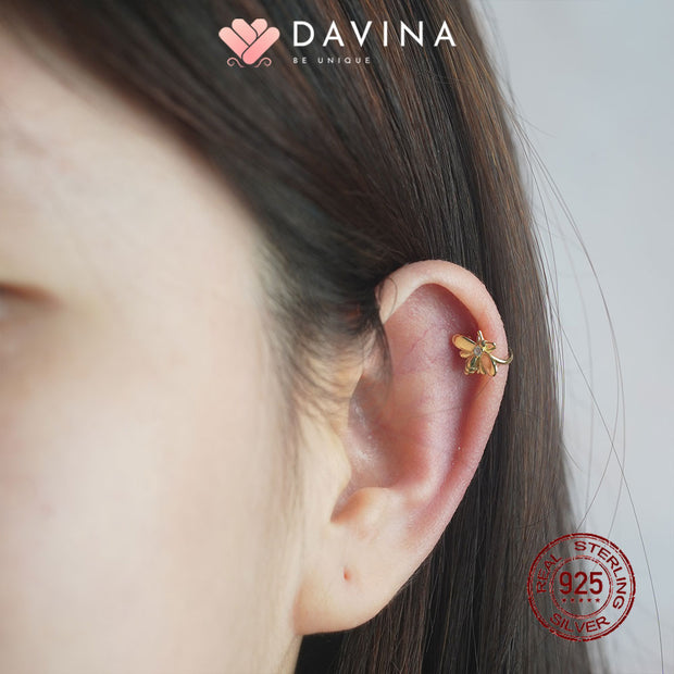 DAVINA Ladies Beelie Earrings Gold Color Sterling Silver 925