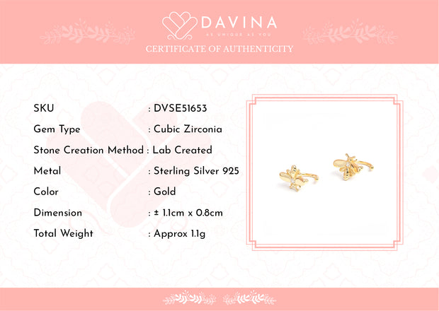 DAVINA Ladies Beelie Earrings Gold Color Sterling Silver 925